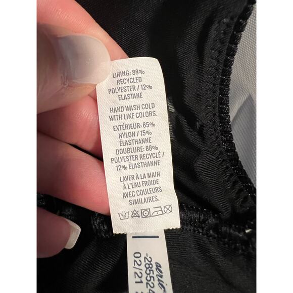 NWT Aerie Women's Ribbed Shimmer Banded Wide Strap Scoop Bikini Top True Black S - Picture 10 of 11